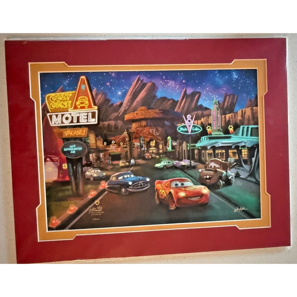 Disney Parks 2026 Cars Zac Kinkade Art Brand 14x18" Print Cozy Cone Motel